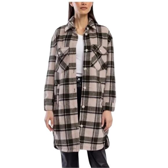 NWT Blank NYC Perfect Timing Plaid Shacket Women's Size M Wool Blend Jacket NEW - Picture 1 of 12